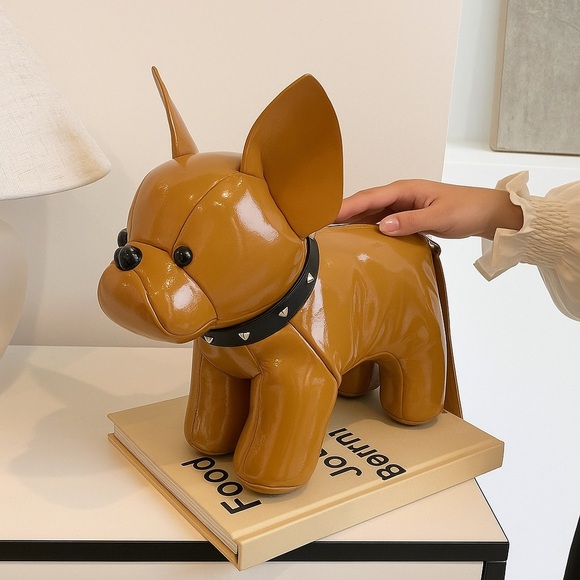 French Bulldog 🐶 Crossbody Bag – Mocha | Chic & Playful Design | New with Tags - Picture 2 of 7